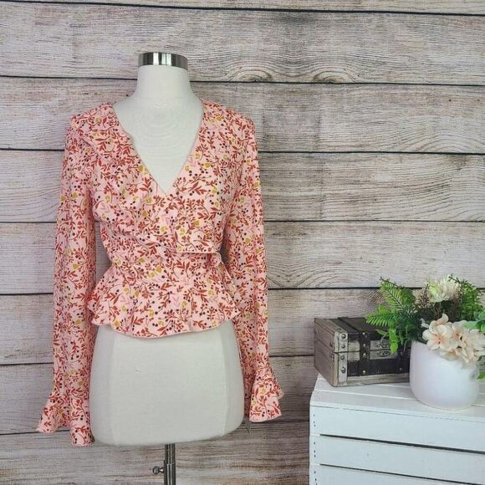 NWT Finders Keepers Floral Wrap Ruffle Top XS
